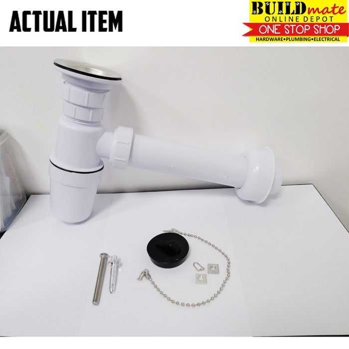 MAXTEN Kitchen Sink PTrap P-Trap with PO Pop Out Plug Bottle Trap W/ Waste •BUILDMATE•
