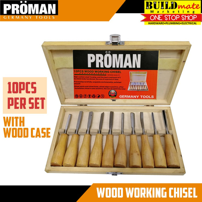Proman Wood Working Chisel 10PCS/SET •BUILDMATE•