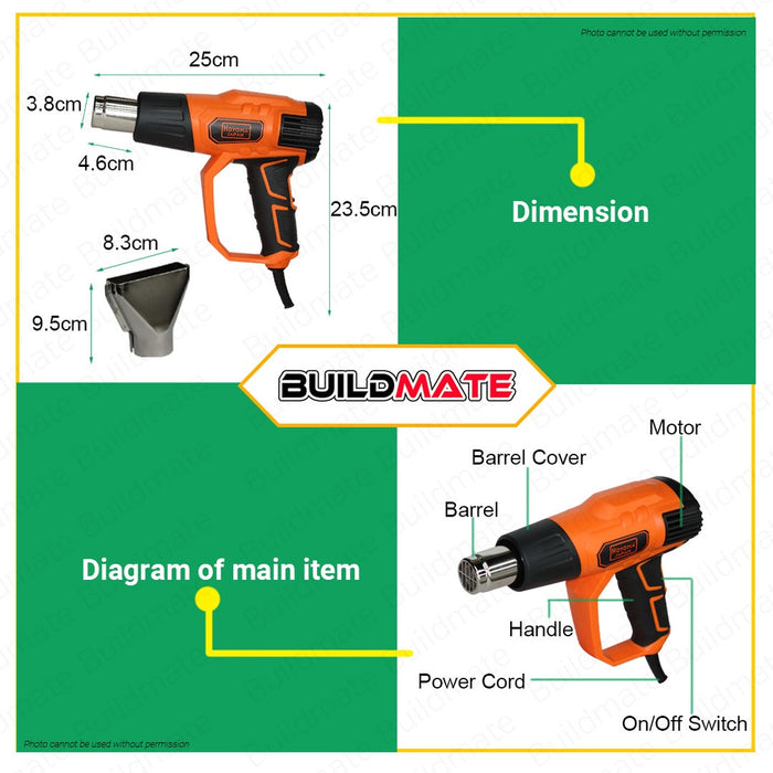 HOYOMA Heat Gun Hot Air Shrink Gun 2200W HT-HG2200S | 100% ORIGINAL / AUTHENTIC •BUILDMATE• HYMHT