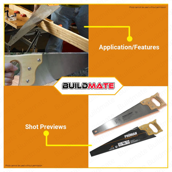 PROMAN GERMANY Wood Hand Saw 18" | 20" with Handle SOLD PER PIECE •BUILDMATE•