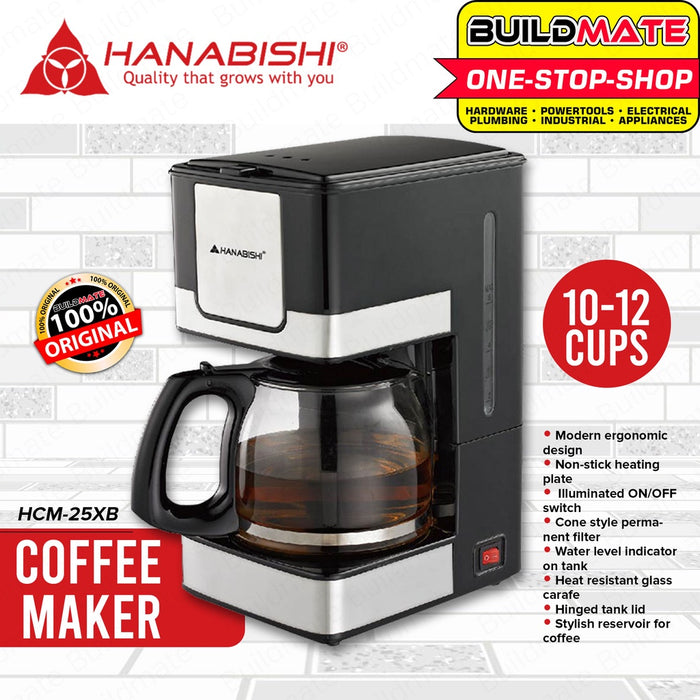 HANABISHI Coffee Maker with Heat Resistant 1012 CUPS HCM25XB •BUILDM