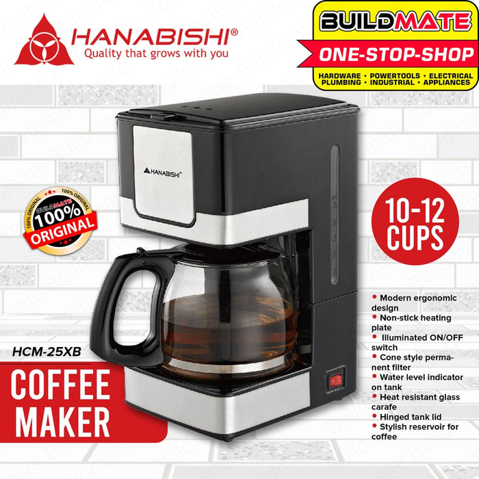 HANABISHI Coffee Maker with Heat Resistant 10-12 CUPS HCM-25XB •BUILDMATE•