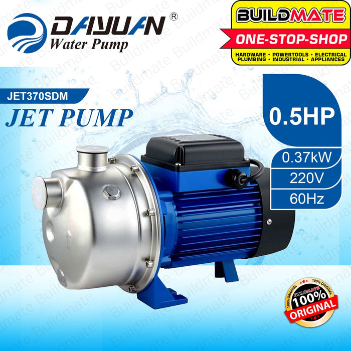 DAYUAN Italy Self Priming Water Booster Jet Pump Stainless Steel Body 0.5 HP JET370SDM •BUILDMATE•