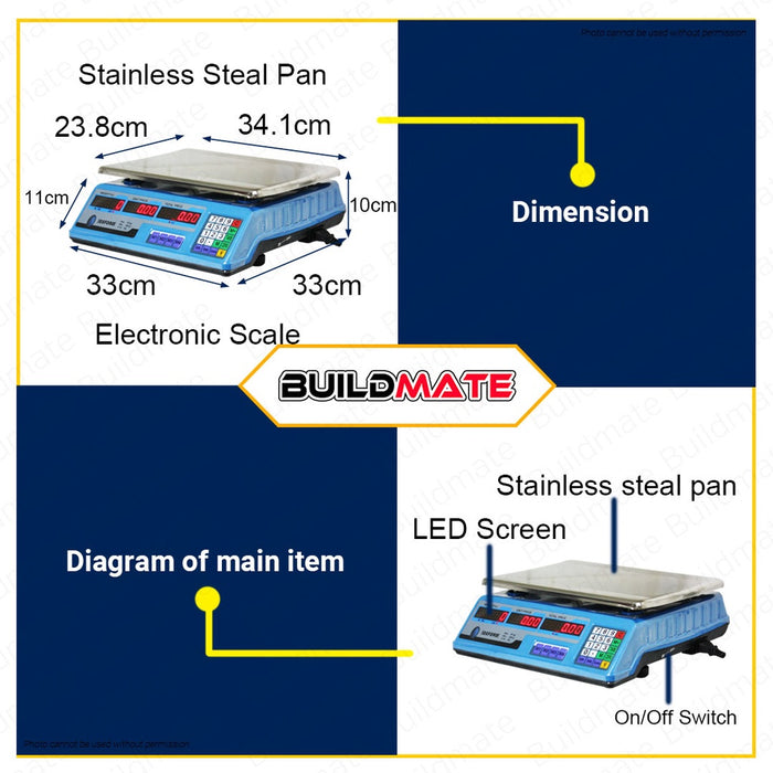 OXFORD Electronic Digital Scale 40KG with Dual Front and Back LCD Screen •BUILDMATE•