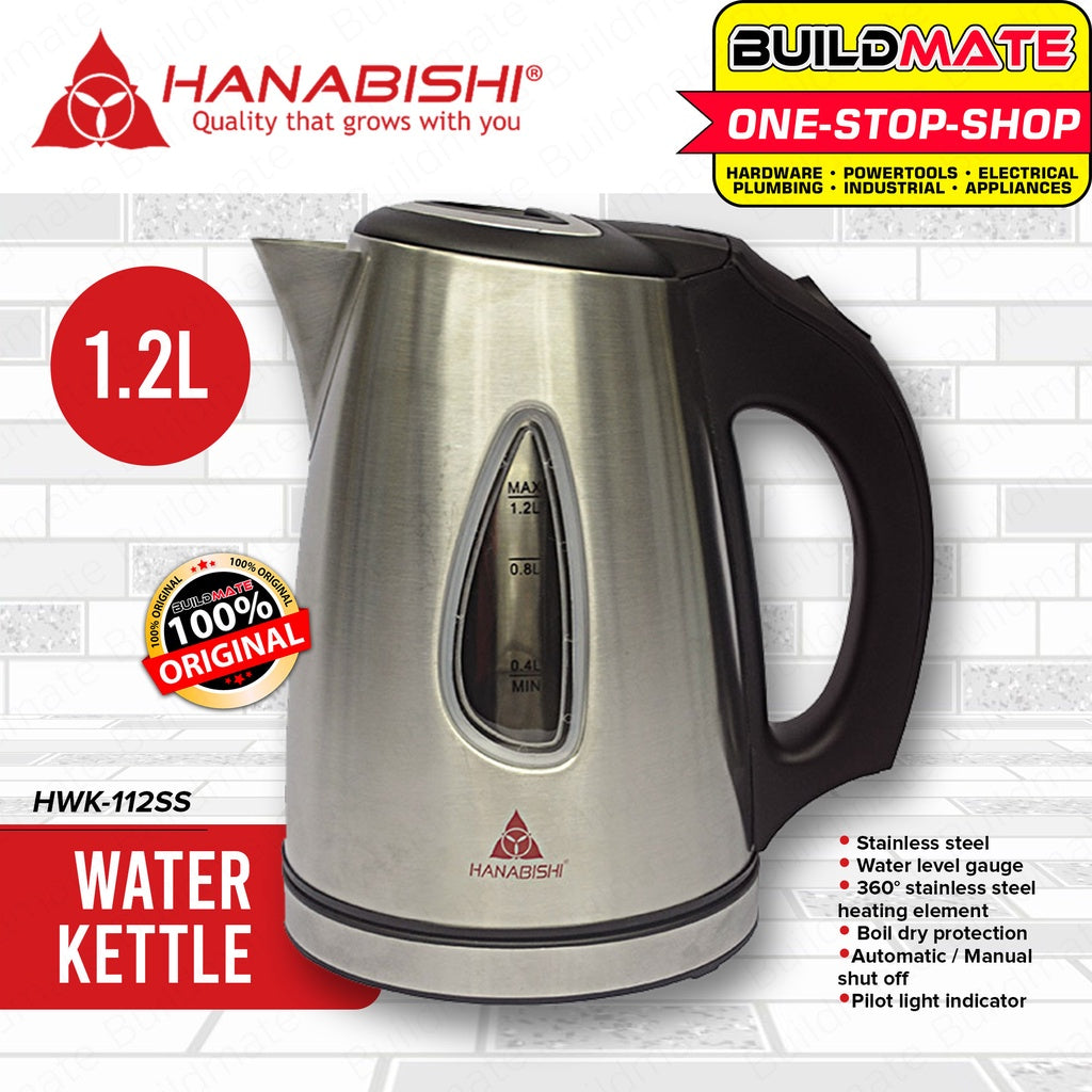 HANABISHI Cordless Stainless Water Kettle 1370W HWL-112SS •BUILDMATE•