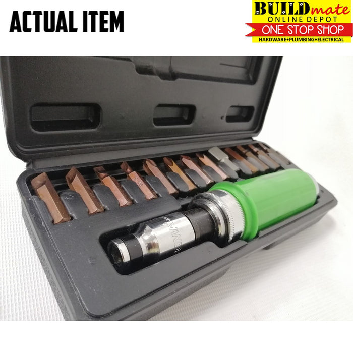 Hoyoma Impact Screw Driver /RUBBER HANDLE W/13PCS BITS •BUILDMATE• HYMPT