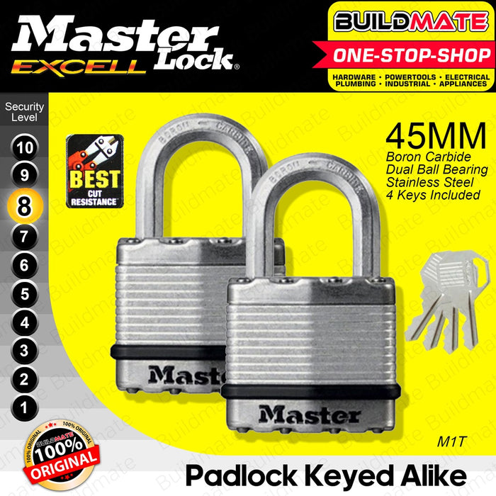 BUILDMATE Master Lock Excel / Magnum Pad Lock Set 45mm Keyed Padlocks Anti-Theft Security Key Lock SOLD PER SET