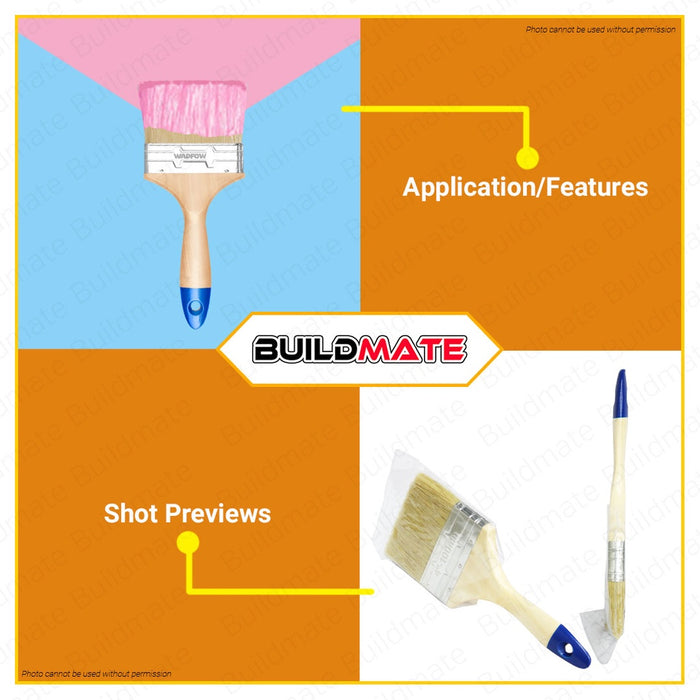 WADFOW Paint Brush For Oil-Based Paint 1" 1.5" & 2" Inch Wooden Handle SOLD PER PIECE •BUILDMATE WHT
