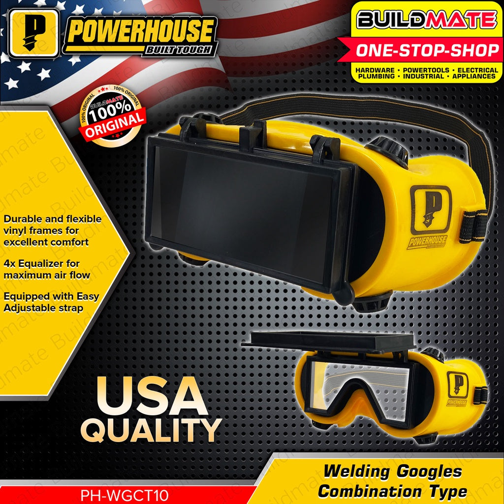 POWERHOUSE Safety Welding Goggles Flip Up Combination Type Clear Dark ...