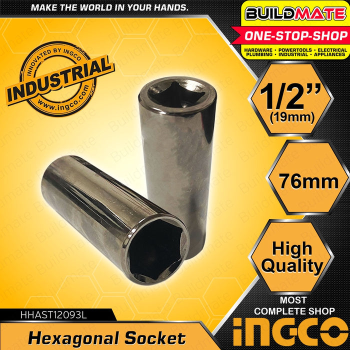 INGCO 1/2" Deep Hexagonal Socket 9mm HHAST12093L •BUILDMATE• HT2