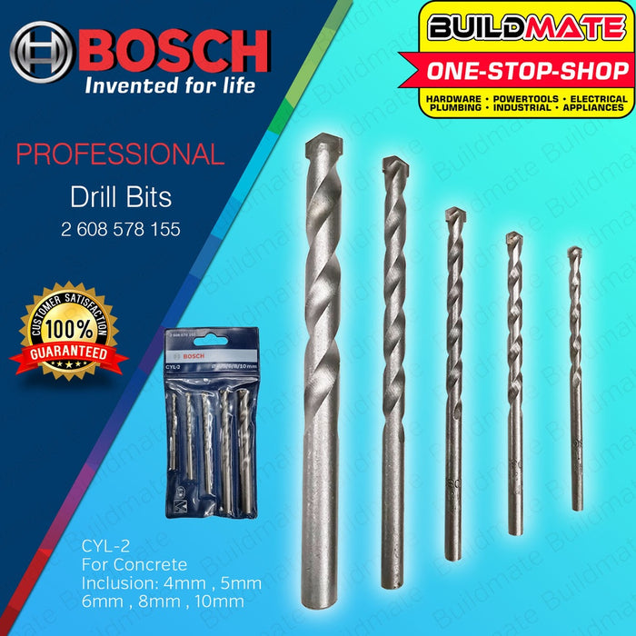 BOSCH 5pcs/Set Masonry Drill Bit 4mm 5mm 6mm 8mm 10mm CYL-2 Concrete Drill Bit Set 2608578155 | BAX