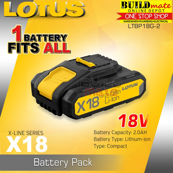 [BUNDLE] LOTUS X-LINE Cordless 1/4" Impact Driver 18V LTDR18VLI + LTFC1800 + LTBP18G-2 •BUILDMATE• LCPT