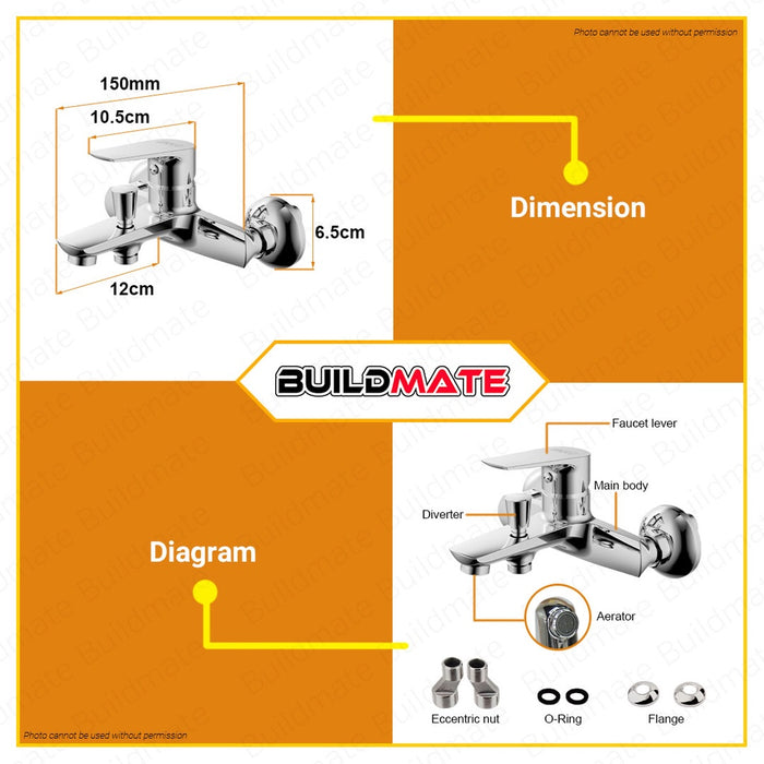 INGCO Single Lever Bath Shower Mixer Faucet 150mm Cool / Hot Shower HSLBM31001 •BUILDMATE• IHT