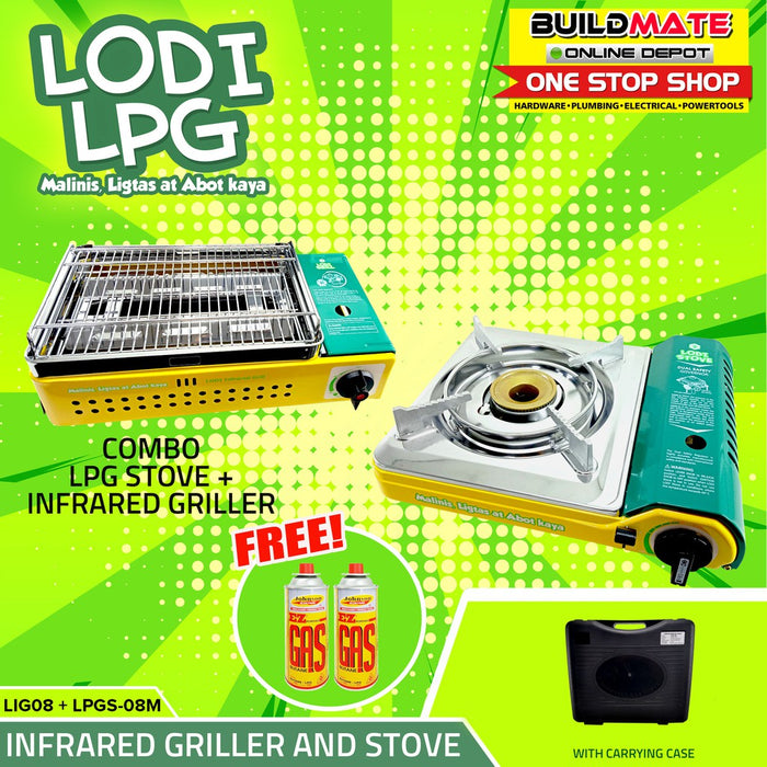 LODI DUO COMBO Infrared Griller LIG08 and Gas Stove LPGS-08M + FREE 2PCS BUTANE •BUILDMATE•