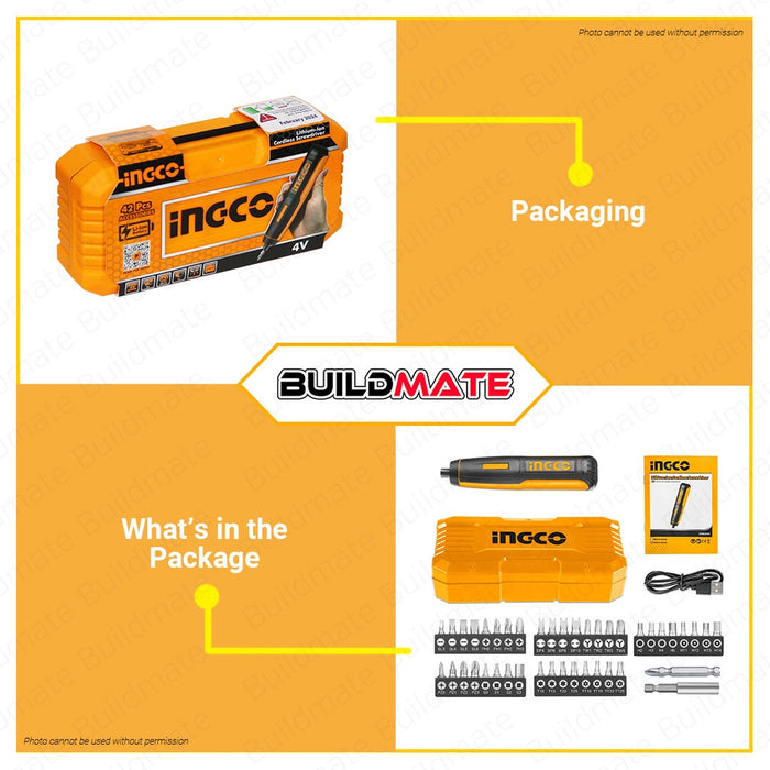 INGCO Lithium-Ion Cordless Screwdriver Handy Screw Driver Hand Tools 4V CSDLI0401 | CSDLI0403 ICPT