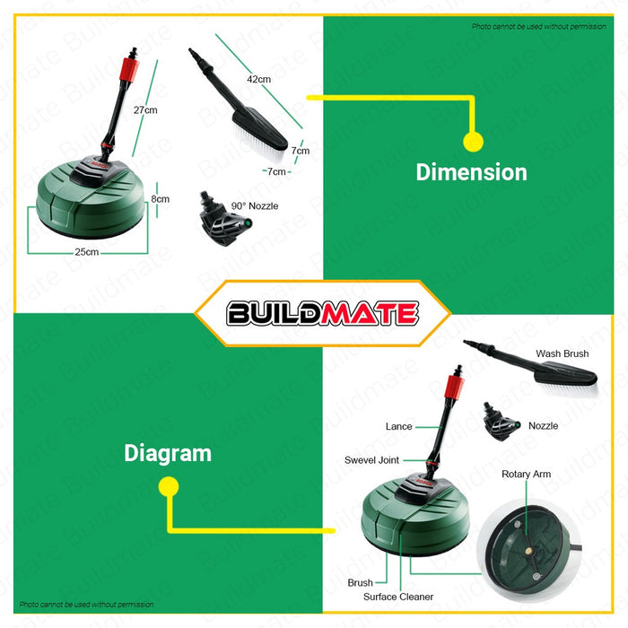 BOSCH Professional Home And Car Kit Nozzle Brush Aquasurf 250 Patio Cleaner for Aquatak Pressure Washer Accessories F016800611 •BUILDMATE• AQT