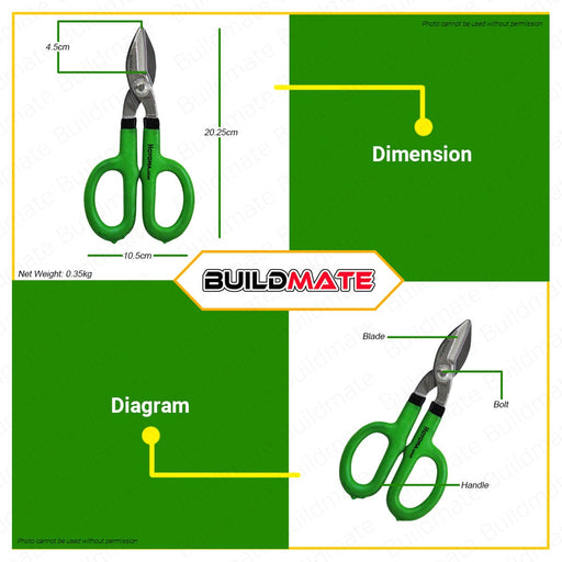 HOYOMA JAPAN Tin Snip Cutter Scissor 8" H-TC08 •BUILDMATE• HYMHT