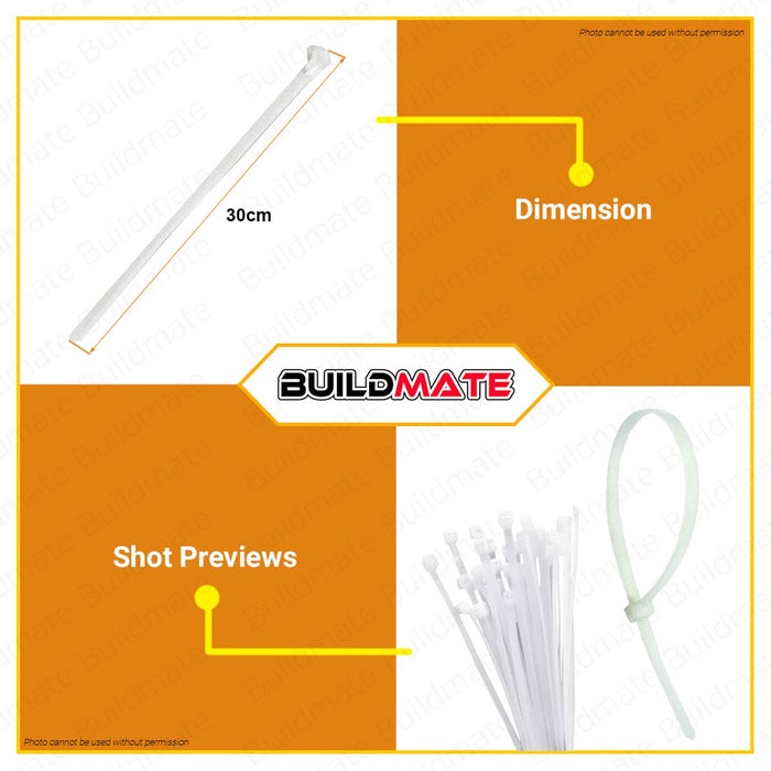 INGCO 12" 300mm Heavy Duty Cable Tie White 100pcs/Set Cable Ties Locking Zip HCT3002 •BUILDMATE• HT2