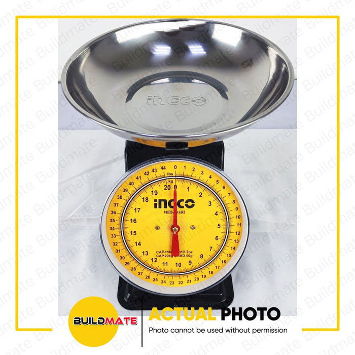 BUILDMATE Ingco Spring Table Scale 20kg Portable Analog Mechanical Heavy Duty Kitchen Measuring Scale Timbangan HESA3203 - IHT
