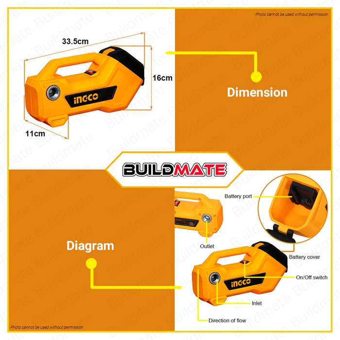 INGCO Cordless Transfer Pump Self Priming Water & Diesel Oil Transfer Pump TPLI2001 BUILDMATE ICPT