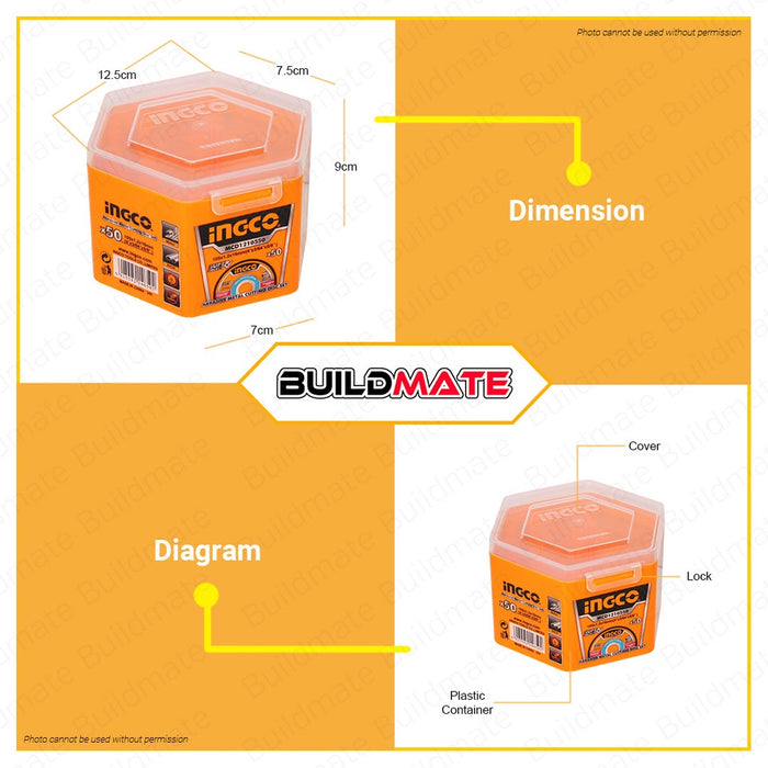 BUILDMATE Ingco Empty Container Box Plastic / Tin Can Cutting Disc Container Storage Organizer For Cutting Disc - IHT