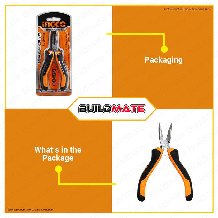 INGCO Mini Bent Nose Pliers Plier 4.5" HMBNP08115  | 6" HBNP08168 SOLD PER PIECE •BUILDMATE• HT2