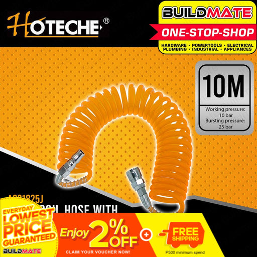 HOTECHE Air Recoil Hose with Japan Style Quick Coupler 10m HTC-A831825J •BUILDMATE•