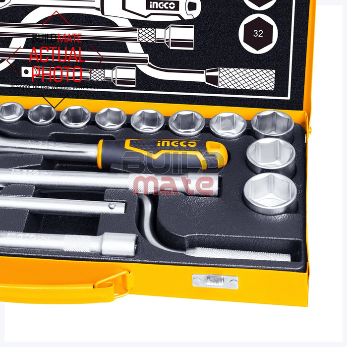 BUILDMATE Ingco 24PCS Socket Set 1/2" Inch Auto Repair Drive Tool Kit Ratchet Wrench HKTS0243 IHT