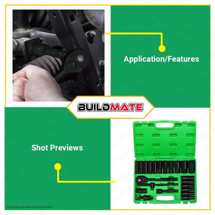 HOYOMA JAPAN 22 PCS Drive Deep Socket Wrench Set 6PT 1/2" Drive HT-DS1222 •BUILDMATE• HYMHT
