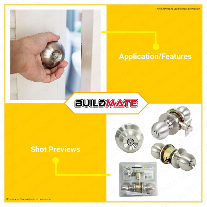 YALE Essential Series Privacy Function Bathroom Knobset Door Knob #VCA4142 US32D Stainless Steel