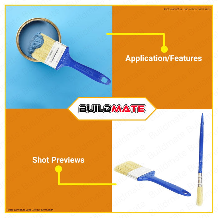 WADFOW Paint Brush For Oil-Based Paint 1" 1.5" & 2" Inch Plastic Handle SOLD PER PIECE BUILDMATE WHT