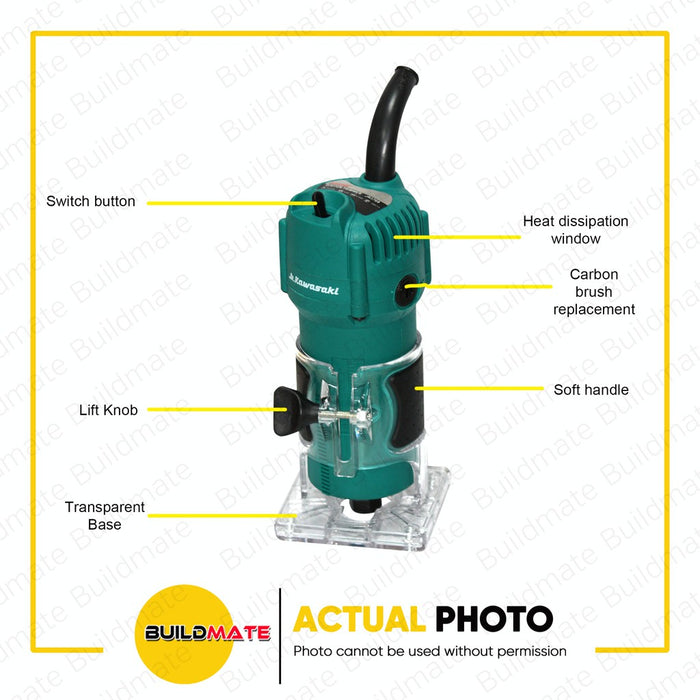 JR KAWASAKI Electric Router Trimmer 650W 3709 + FREE 1 PC ROTARY BIT •BUILDMATE•