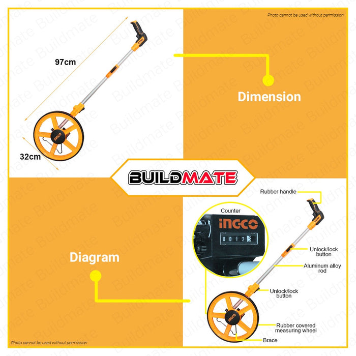 Ingco Foldable Measuring Wheel Measure HDMW45 100% ORIGINAL / AUTHENTIC •BUILDMATE• IHT