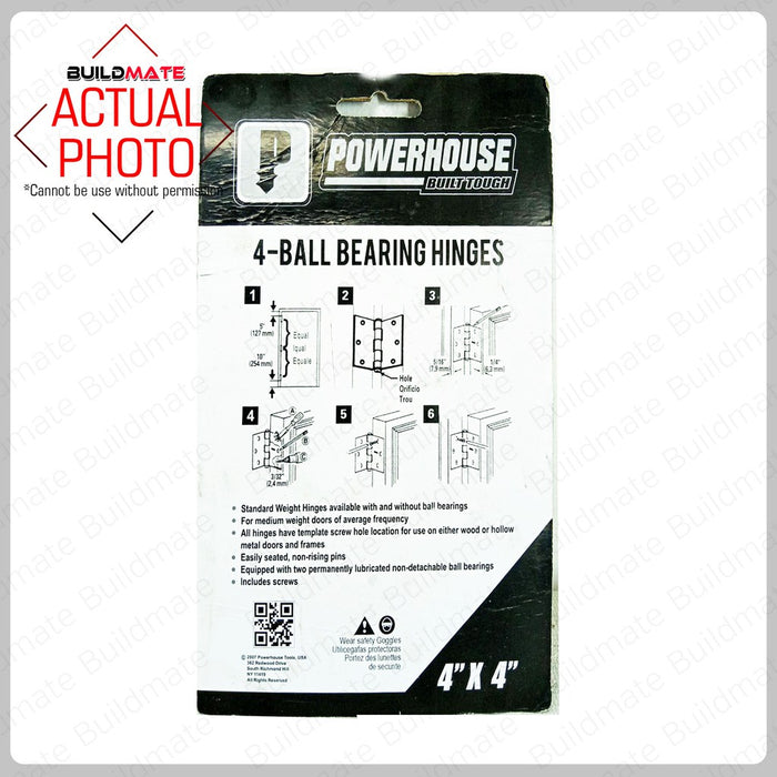 BUILDMATE Powerhouse 3x3" | 3.5x3.5" | 4x4" Inch Stainless Steel 4 Ball Bearing Hinges - PHDH