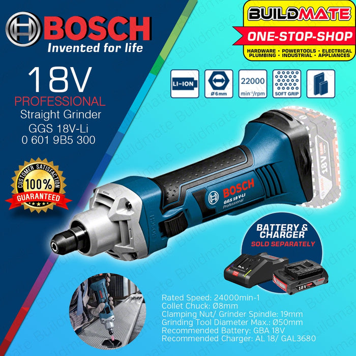 BOSCH Professional Lithium Ion Cordless Straight Grinder 18V GGS 18V-LI 06019B5300 •BUILDMATE• BLC