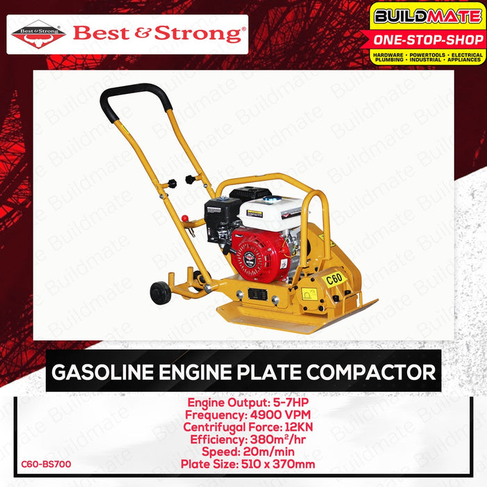 BEST & STRONG Gasoline Engine Plate Compactor 7 HP C60-BA700 100% ORIGINAL / AUTHENTIC •BUILDMATE•