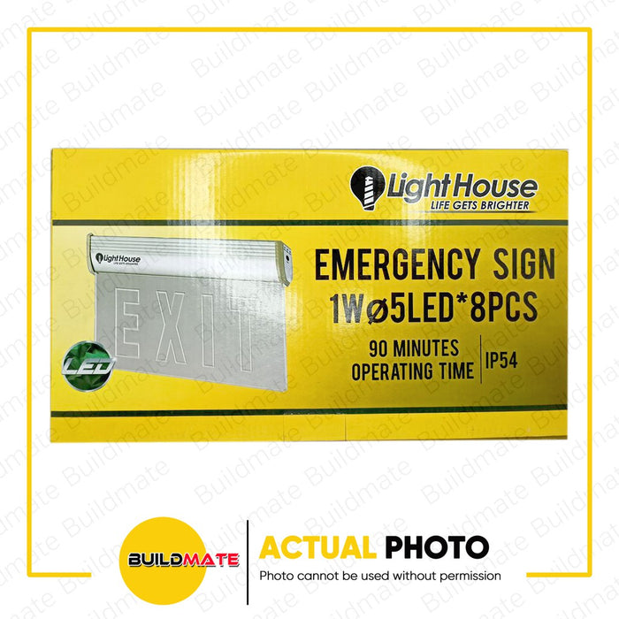 LIGHTHOUSE LED Emergency Exit Sign Acrylic Panel 1W 1.2V 600MAH LHE-SAP-001 •BUILDMATE• PHLH