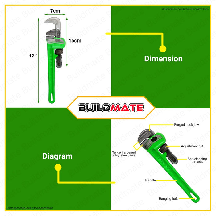 HOYOMA JAPAN Pipe Wrench Wrenches 12" HT-PW12 AUTHENTIC 100% ORIGINAL / AUTHENTIC •BUILDMATE•