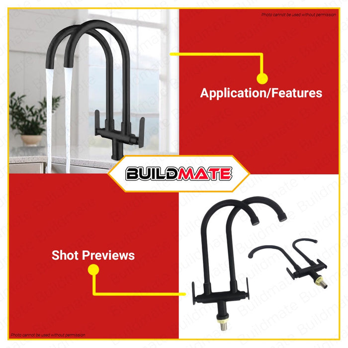 WSDA Stainless Steel SUS 304 Matte Black Single Cold Sink Faucet SF-317 •BUILDMATE•