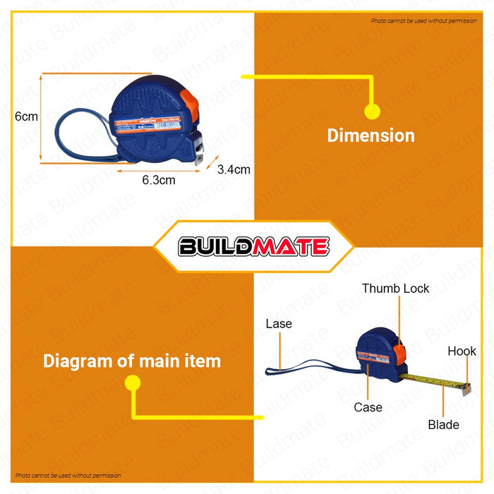 WADFOW Steel Measuring Tape 3mx16mm Metric & Inch Continuous Marking Blade WMT4310 •BUILDMATE• WHT