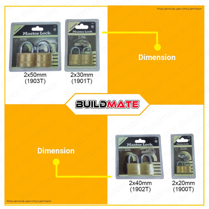 MASTER LOCK USA Economy Brass Padlock SOLD PER SET 100% ORIGINAL / AUTHENTIC •BUILDMATE•