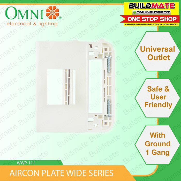 OMNI 1-Gang Plate for Universal with Ground & Aircon Tandem Wide Series WWP-111 •BUILDMATE•