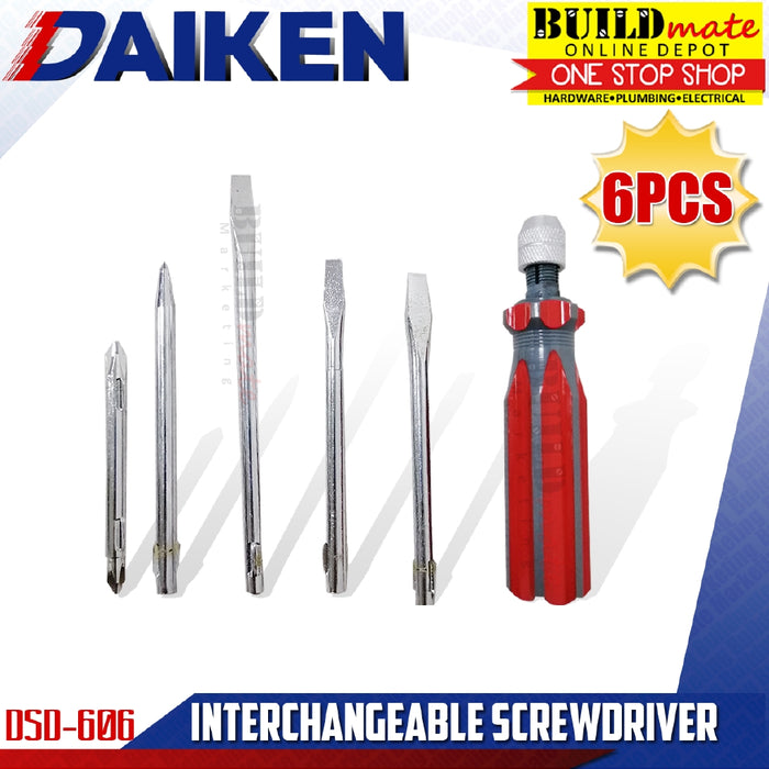Daiken Interchangeable Screwdriver 6PCS/SET DSD606 •BUILDMATE• — Buildmate