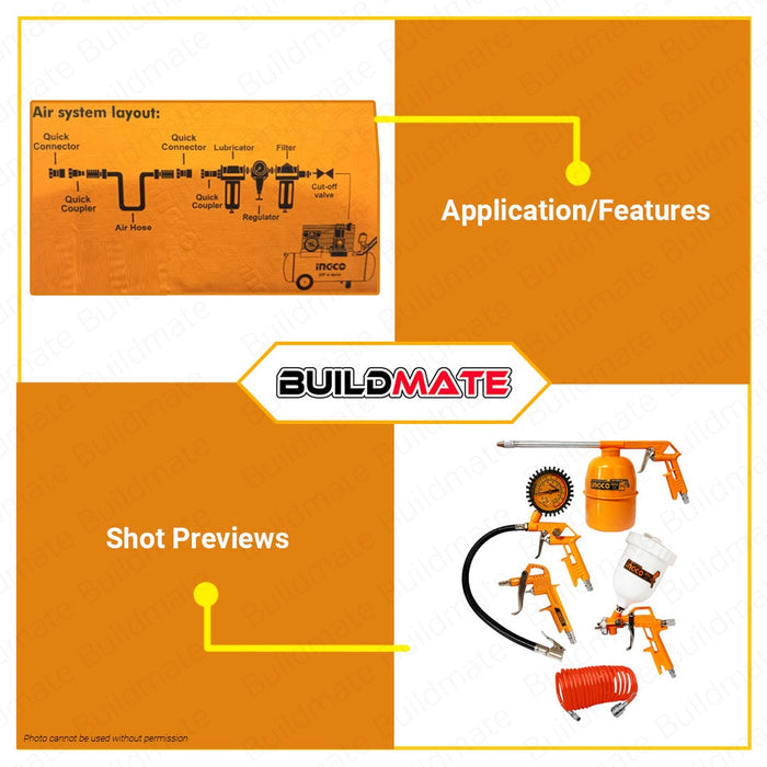 INGCO Paint Sprayer Air Tools Set 5 PCS SUPER SELECT AKT0053-3 •BUILDMATE• IHT