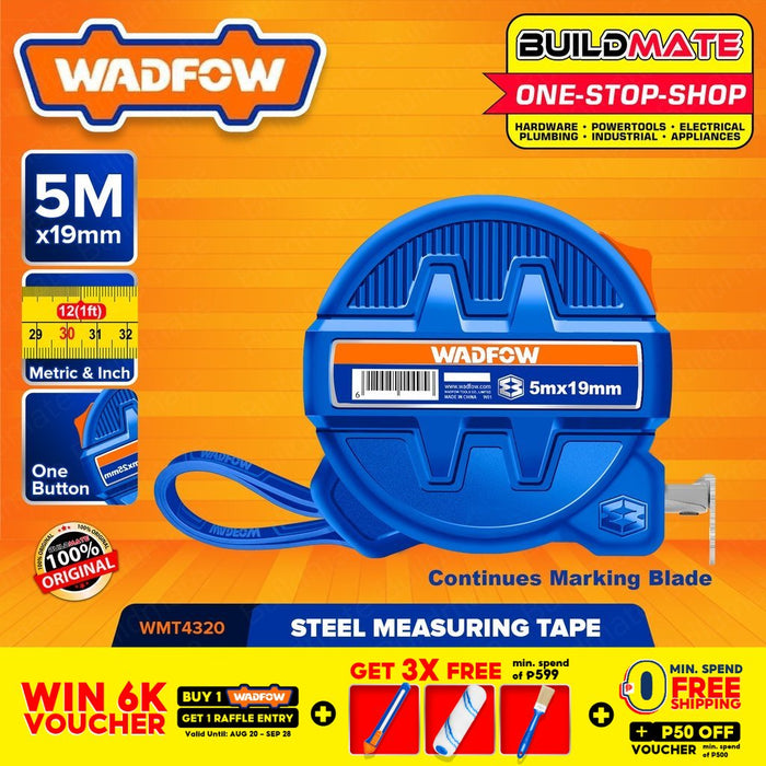 WADFOW Steel Measuring Tape 5m x 19mm Metric & Inch Measure Tape Tool WMT4320 •BUILDMATE WHT