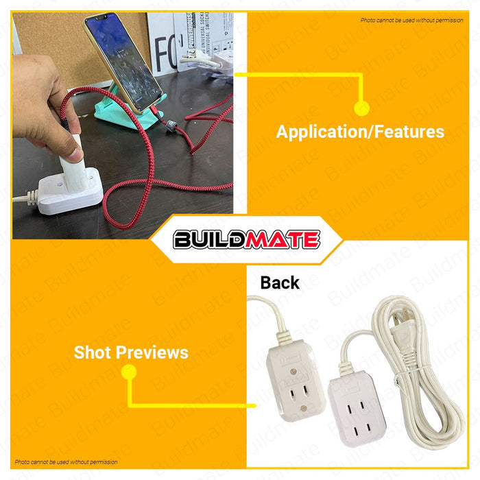 POWERHOUSE Electric 3 Meters 3 Gang Extension Cord Portable Socket Outlet Flat Pin PHEC-100-3M PWTA
