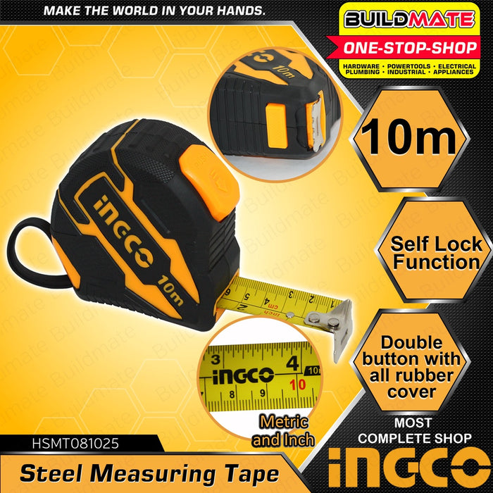 INGCO Steel Measuring Tape Measure 10M x 25MM HSMT081025 100% ORIGINAL / AUTHENTIC •BUILDMATE• HT2