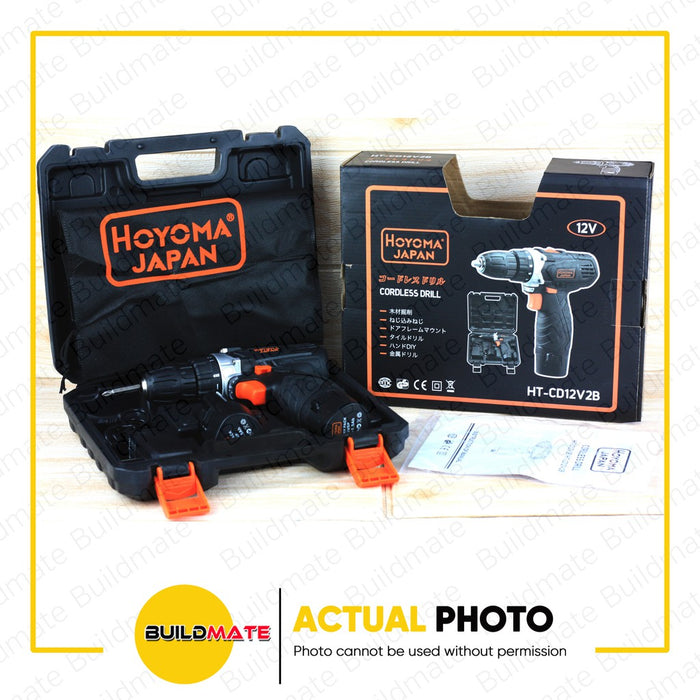 HOYOMA Japan Cordless Drill 12V 10mm with 2 Batteries & Case HT-CD12V2B •BUILDMATE• HYMPT