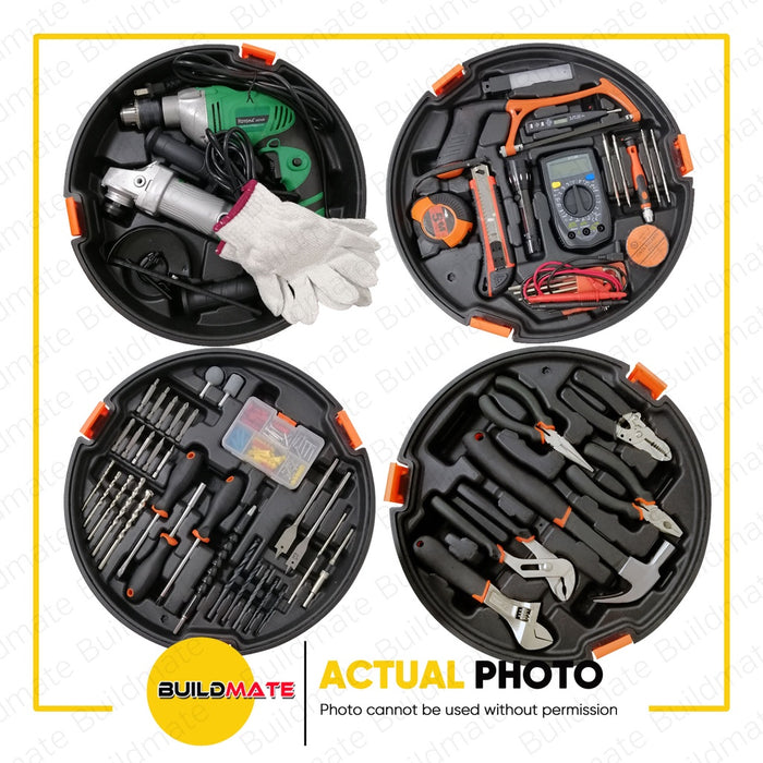 HOYOMA Impact Driver & Angle Grinder 4 Layers of Tools in Cylindrical Case •BUILDMATE• HYMPT