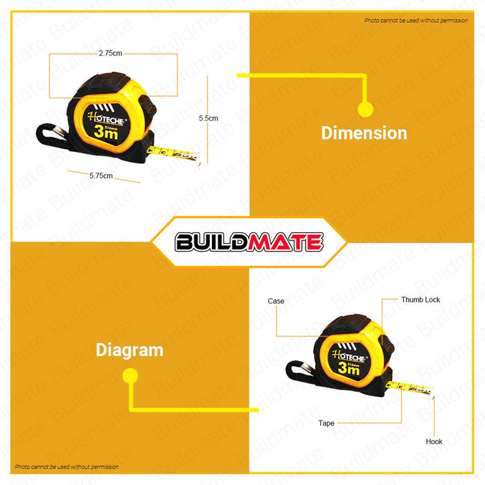 Hoteche Measuring Tapes Measure 3mx16mm HTC-280103 •BUILDMATE•